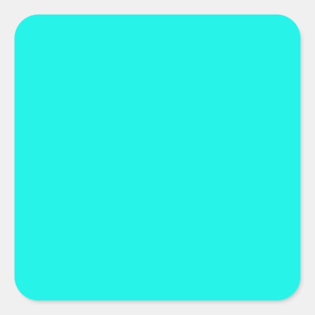 Fluorescent Aqua Teal Neon Blue Personalized Square Sticker (Front)