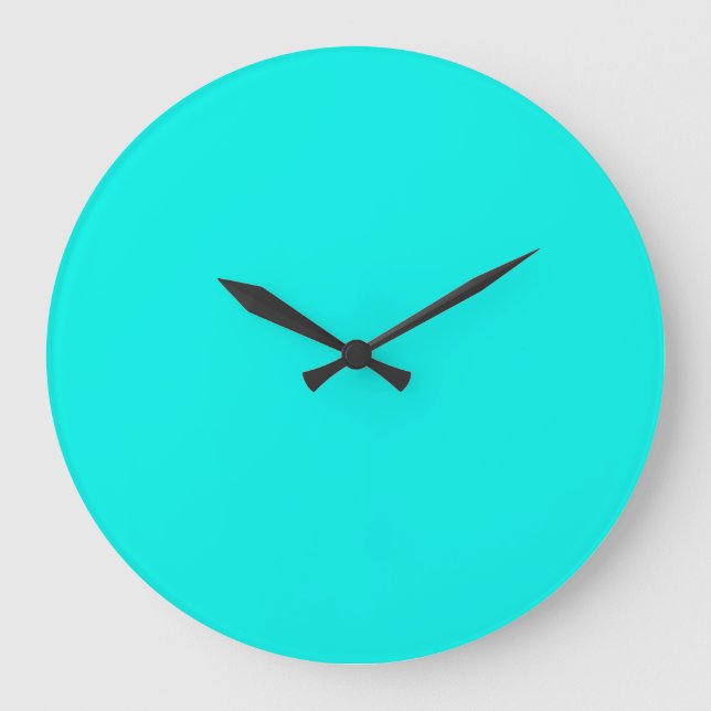 Fluorescent Aqua Teal Turquoise Blue Personalized Large Clock (Front)