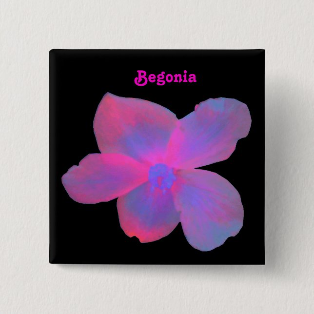 Fluorescent Begonia Customizable Button (Front)