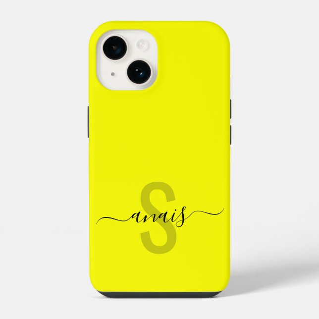 Fluorescent Bright Colour Monogram Name   iPhone Case (Back)