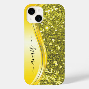 Fluorescent Bright Neon Glitter Monogram Name   Case-Mate iPhone 14 Case