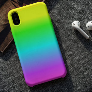 Fluorescent Bright Neon Ombre Rainbow iPhone 14 Case