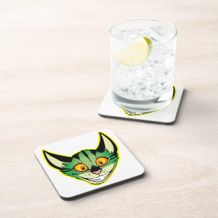 Fluorescent Cartoon Cat Coasters Set