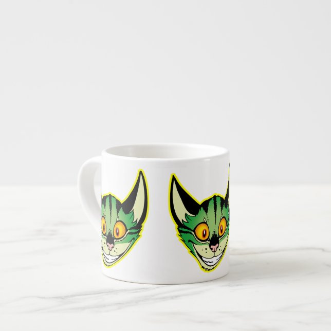 Fluorescent Cartoon Cat Espresso Mug (Front Left)