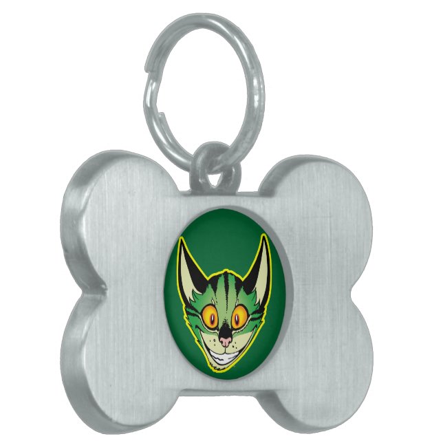 Fluorescent Cartoon Cat Pet Tag (Front Left)