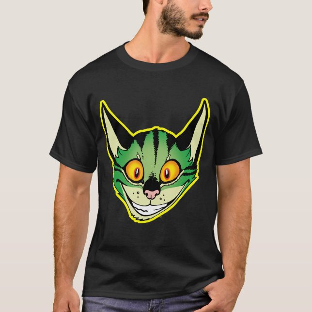 Fluorescent Cartoon Cat T-Shirt (Front)