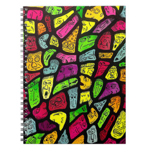 Fluorescent Cartoon Weird Faces Drawing Notebook