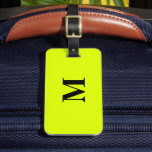 Fluorescent Chartreuse Yellow Neon Colour Monogram Luggage Tag<br><div class="desc">Monogrammed initial and also personal details like name,  address,  phone number and email all of which you can edit. Designed with attractive solid neon yellow colour background,  you can change the colour if you wish. Cool travel gift idea for him or her.</div>