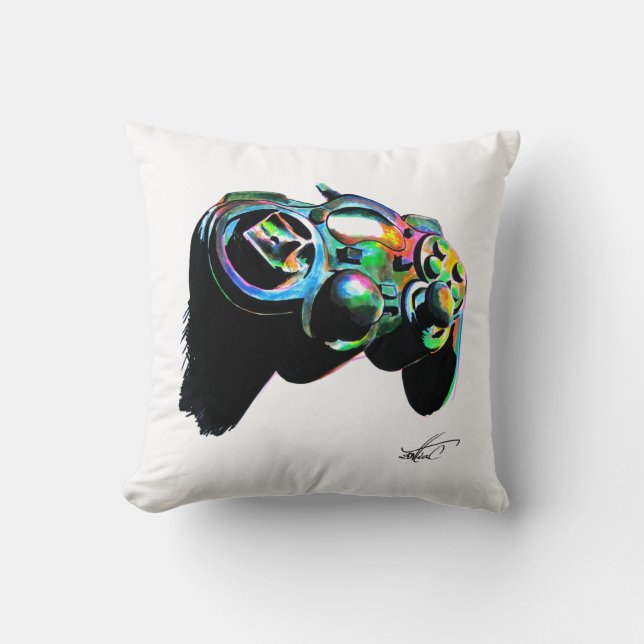 Fluorescent control of Playstation Throw Pillow (Front)