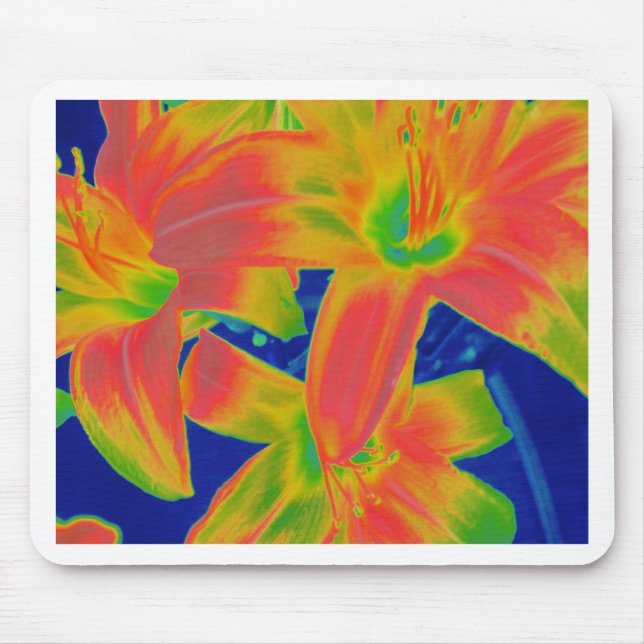 fluorescent flowers mouse pad (Front)