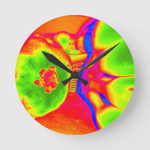 fluorescent fruit round clock