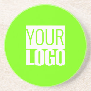 fluorescent green - add your  logo  coaster