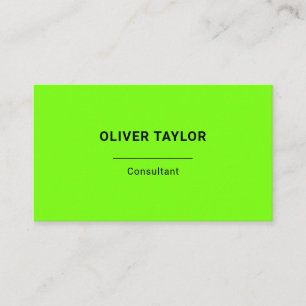 Fluorescent Green Black Fun Minimalist Custom Name Business Card