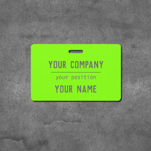 fluorescent green- bold lettering badge