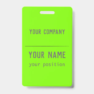 fluorescent green- bold lettering - QR code Badge
