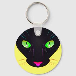 Fluorescent Green Cat Eyes Portrait Keychain