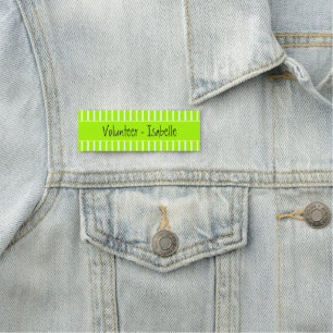 Fluorescent Green Easy Read Volunteer Name Tag