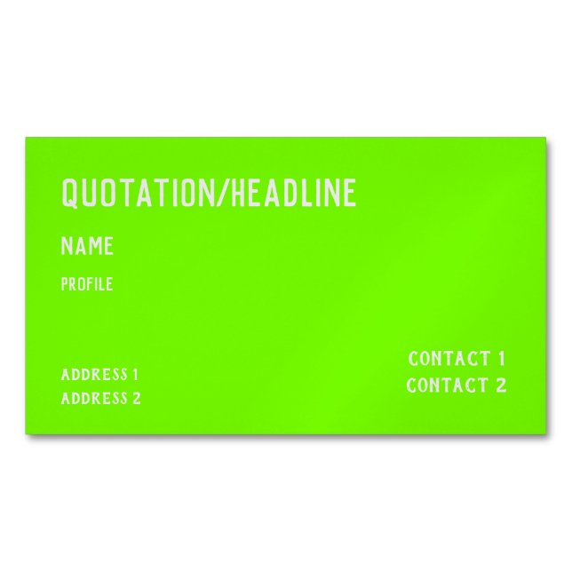 fluorescent green  	Magnetic business card (Front)