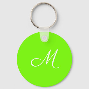 fluorescent green  -  monogrammed keychain