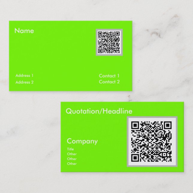 fluorescent green  - QR code Business Card (Front/Back)