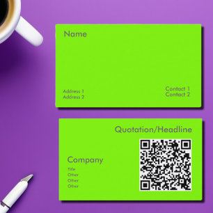 fluorescent green -QR code Business Card