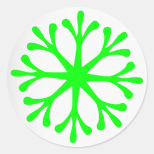 Fluorescent Green Snowflake Étiquettes de vacances