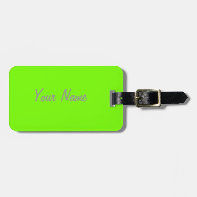 fluorescent green solid colour luggage tag (Front Horizontal)