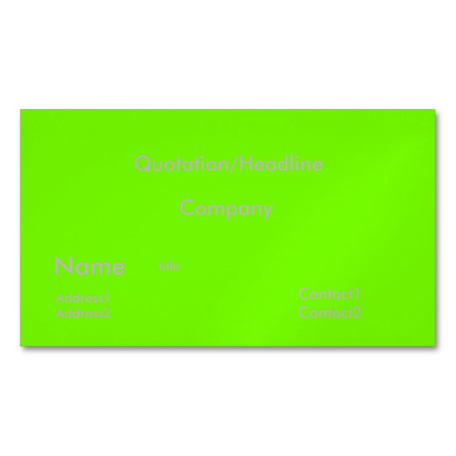 fluorescent green - solid colour 	Magnetic business card (Front)