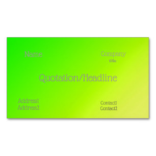 fluorescent green-yellow gradient 	Magnetic business card