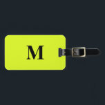Fluorescent Light Yellow Green Monograms Name Gift Luggage Tag<br><div class="desc">Monogrammed initial and also personal details like name,  address,  phone number and email all of which you can edit. Designed with attractive solid neon green colour background,  you can change the colour if you wish. Cool travel gift idea for him or her.</div>