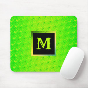 Fluorescent Neon Elegant Monogrammed Mouse Pad