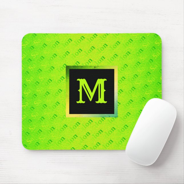 Fluorescent Neon Elegant Monogrammed Mouse Pad (With Mouse)