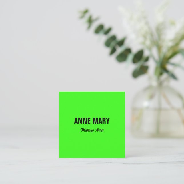 Fluorescent Neon Green Bright Colourful Custom Cut Calling Card (Standing Front)