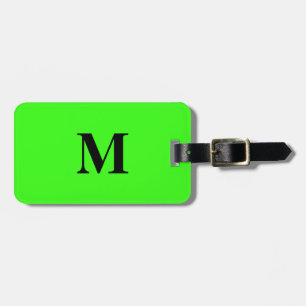 Fluorescent Neon Green Colourful Monograms Name Luggage Tag