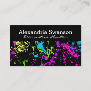 Fluorescent Neon Paint Splatter Artist Colourful Business Card