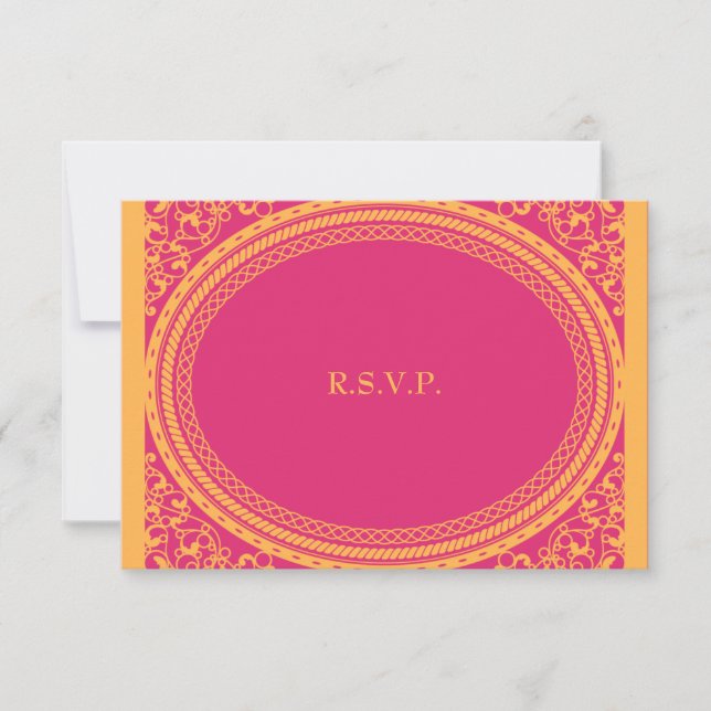 Fluorescent / Neon Wedding Reception RSVP Card (Front)