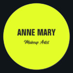 Fluorescent Neon Yellow Bright Colourful Custom Classic Round Sticker<br><div class="desc">Printed with bright neon yellow colour background and black text,  this is perfect for those who are looking for bright colour designs.</div>