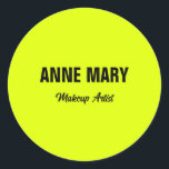 Fluorescent Neon Yellow Bright Colourful Custom Classic Round Sticker<br><div class="desc">Printed with bright neon yellow colour background and black text,  this is perfect for those who are looking for bright colour designs.</div>