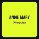 Fluorescent Neon Yellow Bright Colourful Custom  Square Sticker<br><div class="desc">Printed with bright neon yellow colour background and black text,  this is perfect for those who are looking for bright colour designs.</div>