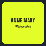 Fluorescent Neon Yellow Bright Colourful Custom  Square Sticker<br><div class="desc">Printed with bright neon yellow colour background and black text,  this is perfect for those who are looking for bright colour designs.</div>