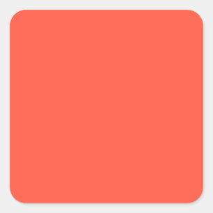 Fluorescent Orange Apricot Neon Coral Personalized Square Sticker