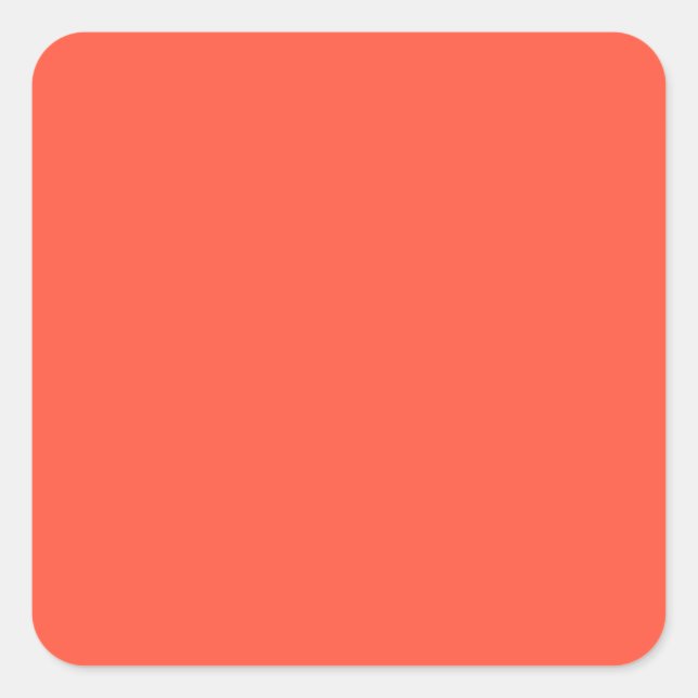 Fluorescent Orange Apricot Neon Coral Personalized Square Sticker (Front)