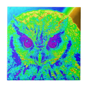fluorescent owl tile