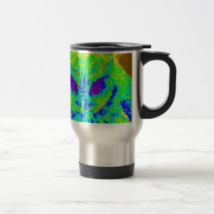 fluorescent owl travel mug