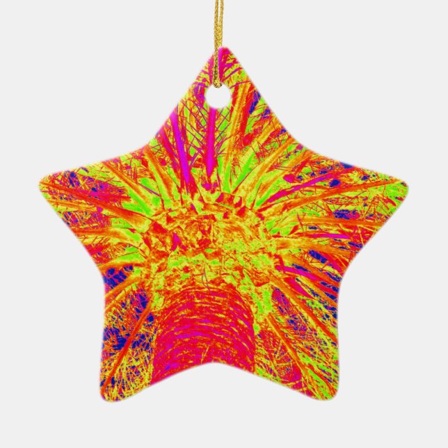 fluorescent palm ceramic ornament (Front)