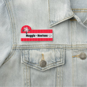 Fluorescent Red Easy Read Name Tag