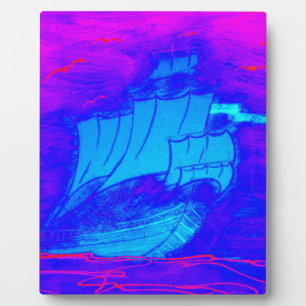 fluorescent sailboat 1 plaque