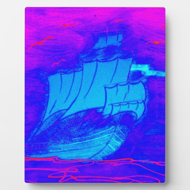 fluorescent sailboat 1 plaque (Front)