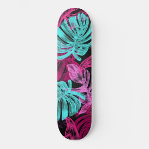 Fluorescent tropical palm skateboard