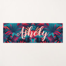 Fluorescent Tropical Watercolor Palm Leaves Name